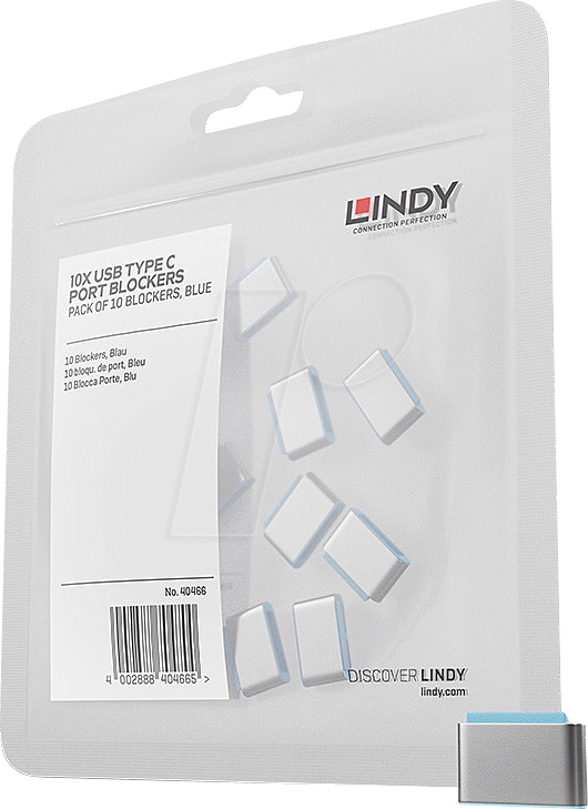 LINDY 40466 - USB-C-Port Schloss (10x Schlösser), blau
