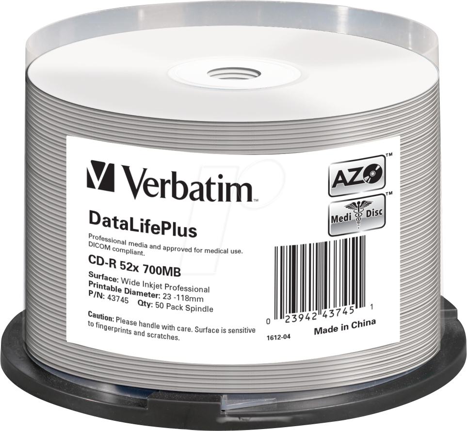 VERBATIM 43745 - CD-R 700 MB, 52x, bedruckbar, 50er Spindel