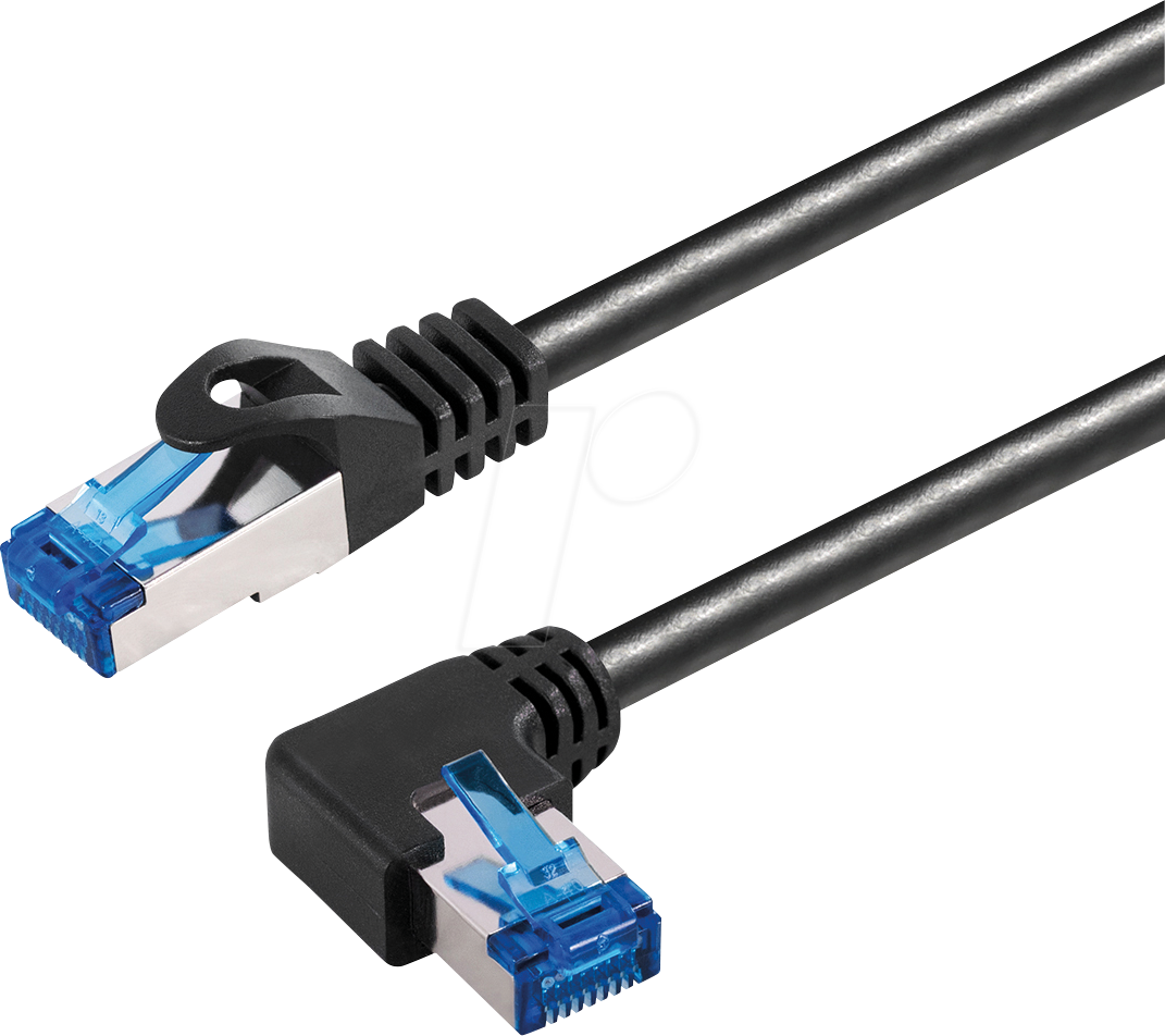 TME TI44-1L - Patchkabel Cat.6a S/FTP gewinkelt / gerade, 1 m