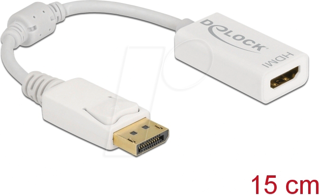DELOCK 61015 - Adapter DisplayPort 1.1 Stecker zu HDMI Buchse Passiv weiß