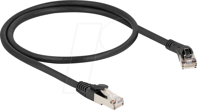 DELOCK 80627 - Patchkabel Cat.8.1 S/FTP, 45° rechts / gerade, 0,5 m, schwarz