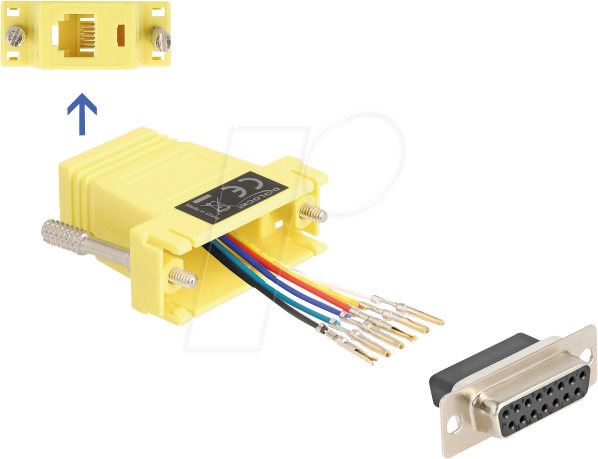 DELOCK 67091 - Adapter D-Sub 15 Pin Bu. > RJ12 Bu. Montagesatz, gelb