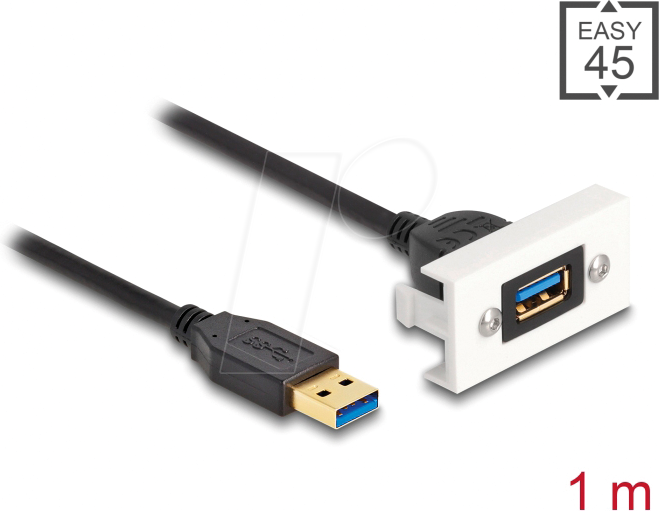 DELOCK 81399 - Easy 45 USB Modul, USB Typ-A > USB Typ-A, 22,5 x 45 mm