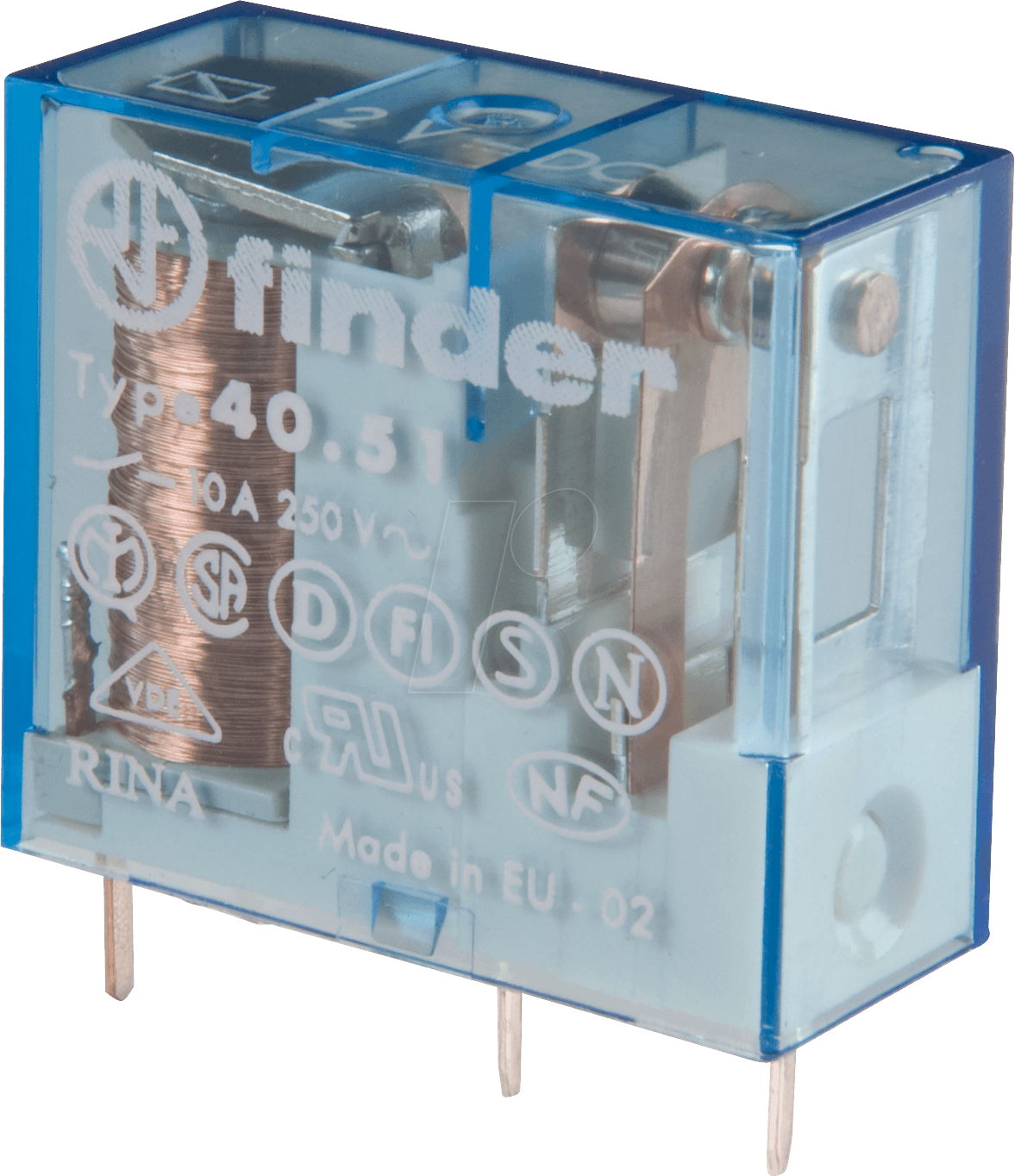 FIN 40.51.9 6V - Steckrelais, 1x UM, 250V/10A, 6V, RM 5,0mm