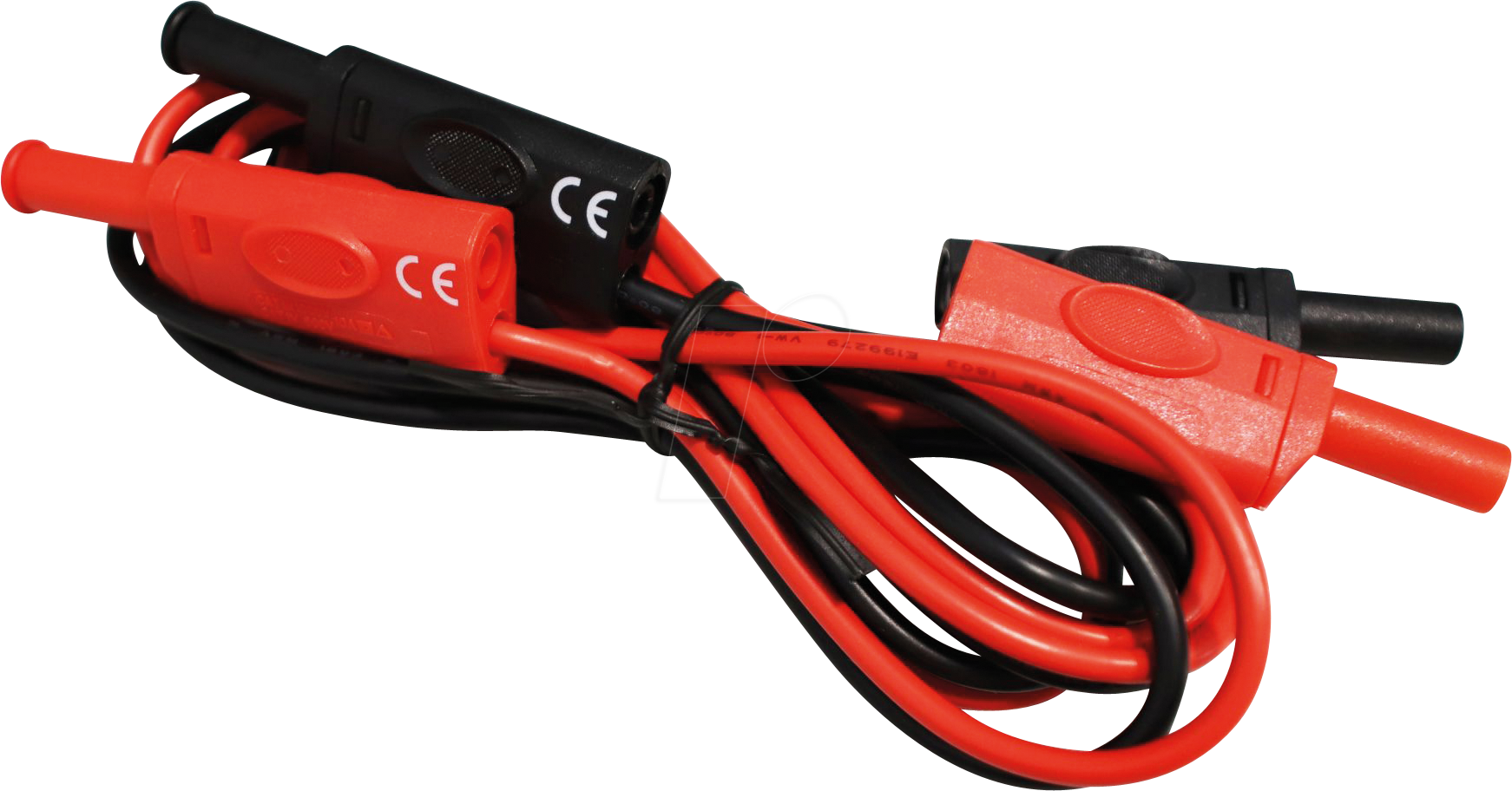 PEAKTECH 7030 - Sicherheitskabel, 4 mm, mit Kupplung, rot / schwarz