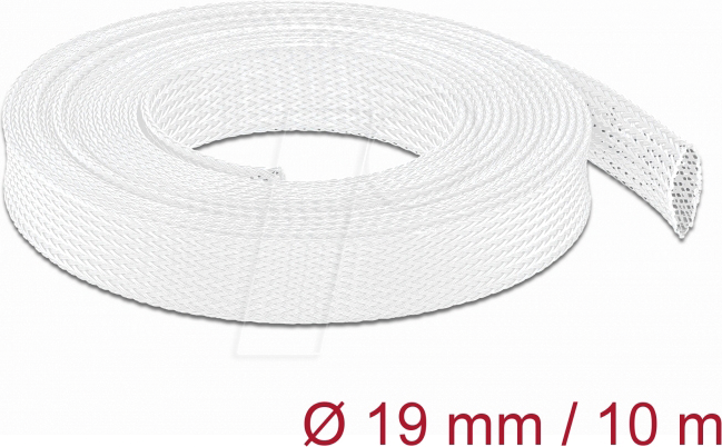 DELOCK 20805 - Geflechtschlauch dehnbar 10 m x 19 mm weiß