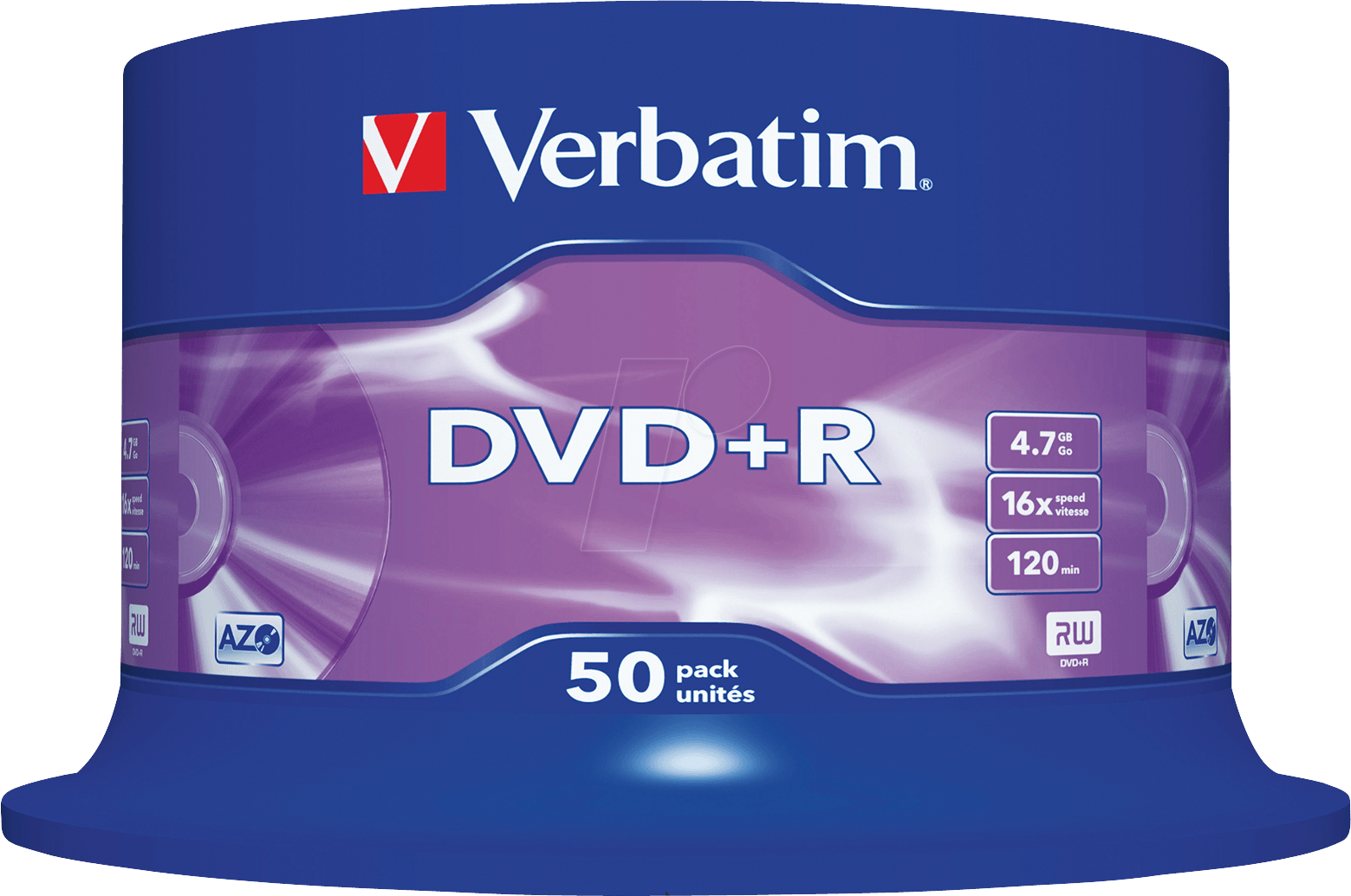 DVD+R4,7 VER50 - Verbatim DVD+R 4,7GB, 50-er Cake-Box