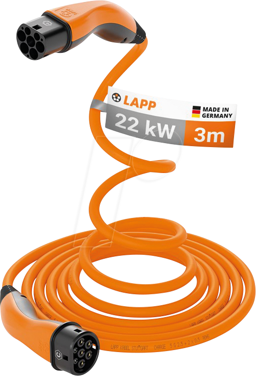 LAPP 75745 - Typ 2 Kabel, für E-Fahrzeuge, 22 kW, 32 A, 3 Ph, Helix, 3 m
