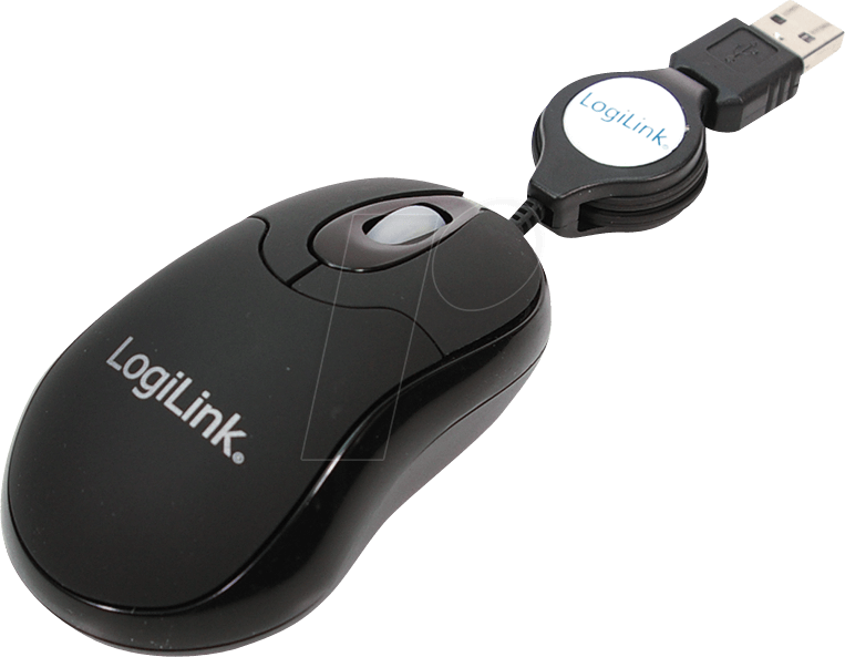 LOGILINK ID0016 - Maus (Mouse), Kabel, USB, mit Kabeleinzug, schwarz