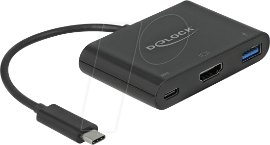 DELOCK 64091 - Adapter USB C > HDMI + USB 5 Gb/s + PD, 0,15 m