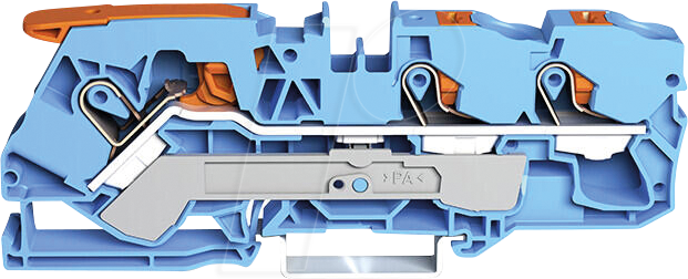 WAGO 2110-5304 - 3-Leiter-Durchgangsklemme, mit Hebel und Drücker 10 mm², blau