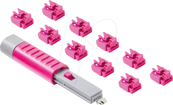 SK NL03PKPK - Port Schloss, RJ45, 10 Stück, mit Schlüssel, pink
