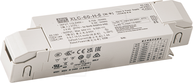 Thumbnail - MW XLC-60-12-BS - LED-Netzteil, 60 W, 12 V, 5 A, 0 - 10 V, CV