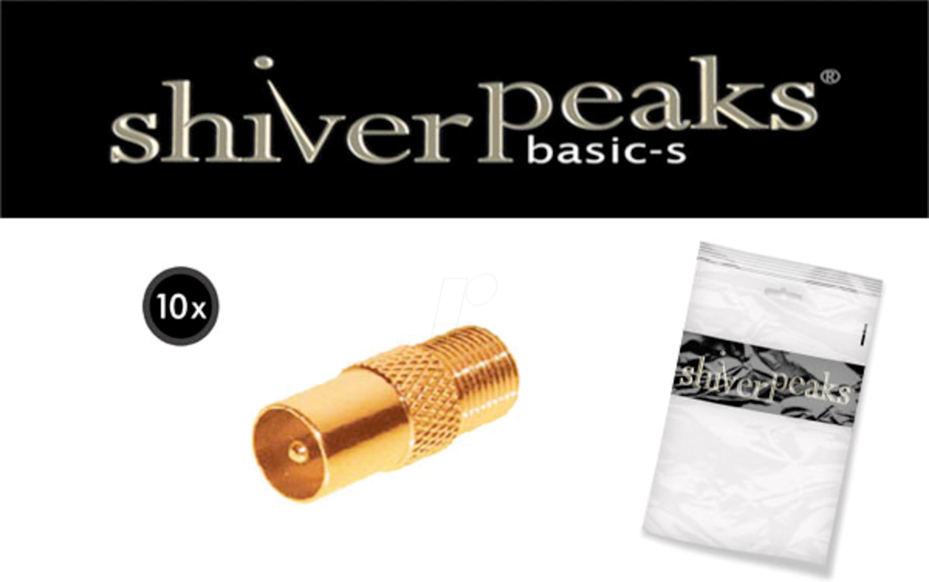 SHVP BS85322-10G - IEC-Stecker auf F-Buchse, vergoldet, ZZF--10 Stück