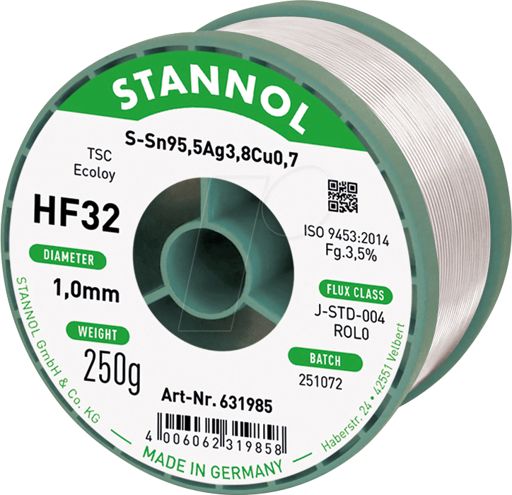 STA HF32 TSC 1,0 - Lötzinn HF32 bleifrei mit Silber- und Kupferanteil,Ø 1,0 mm, 250
