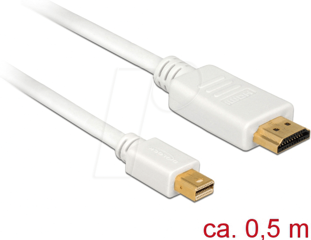 DELOCK 83993 - Delock Kabel miniDP 1.1 Stecker > HDMI-A Stecker, weiß, 50 cm