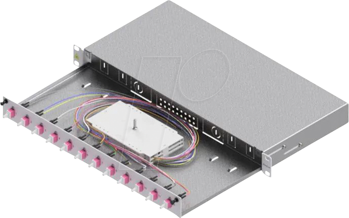 LSB1B224 - 19'' LWL Spleißbox, 1HE, 12 Ports, 12x LC-Duplex, OM4
