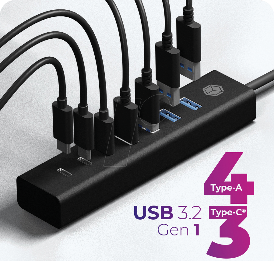 ICY IB-HUB1737C3 - USB 3.0 Typ-A/C, 7 Port Hub USB Typ-A/C