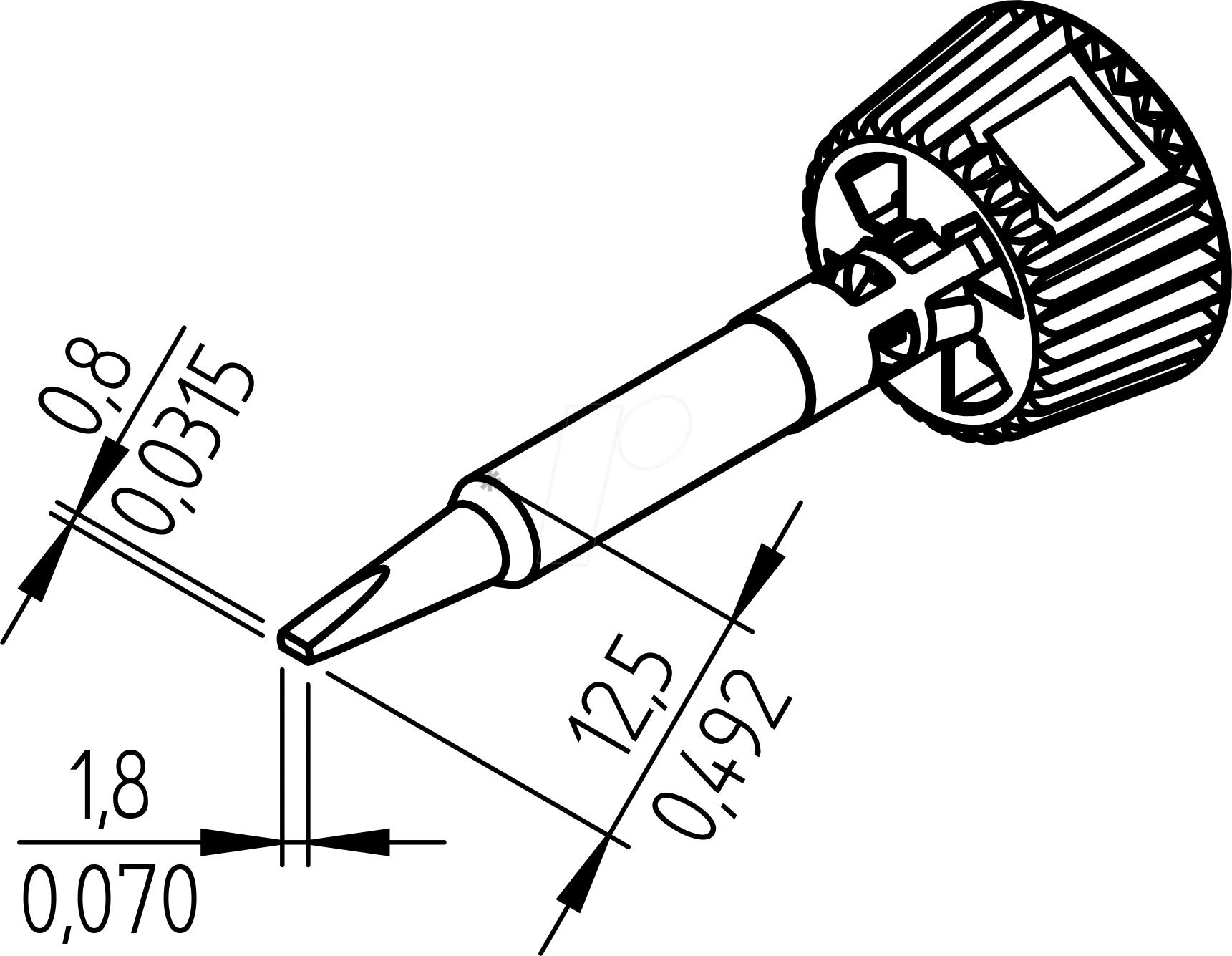 Thumbnail - ERSA 0142CDLF18L - Ersadur Lötspitze, 1,8 mm meißelförmig