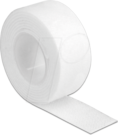 DELOCK 18379 - Klettband auf Rolle, 1 m x 20 mm, weiß