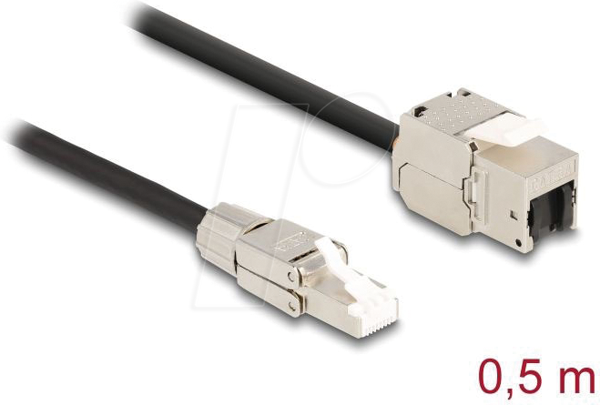DELOCK 87204 - Keystone Kabel RJ45 Stecker > Buchse, Cat.6a, 50 cm