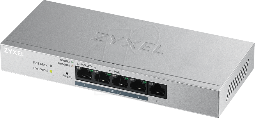Thumbnail - ZYXEL GS12005HP - Switch, 5-Port, Gigabit Ethernet, PoE