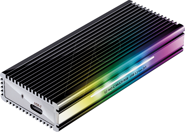 LC-M2-C-MULTIRGB - Externes M.2 SATA/NVMe SSD Gehäuse, RGB, USB 3.1