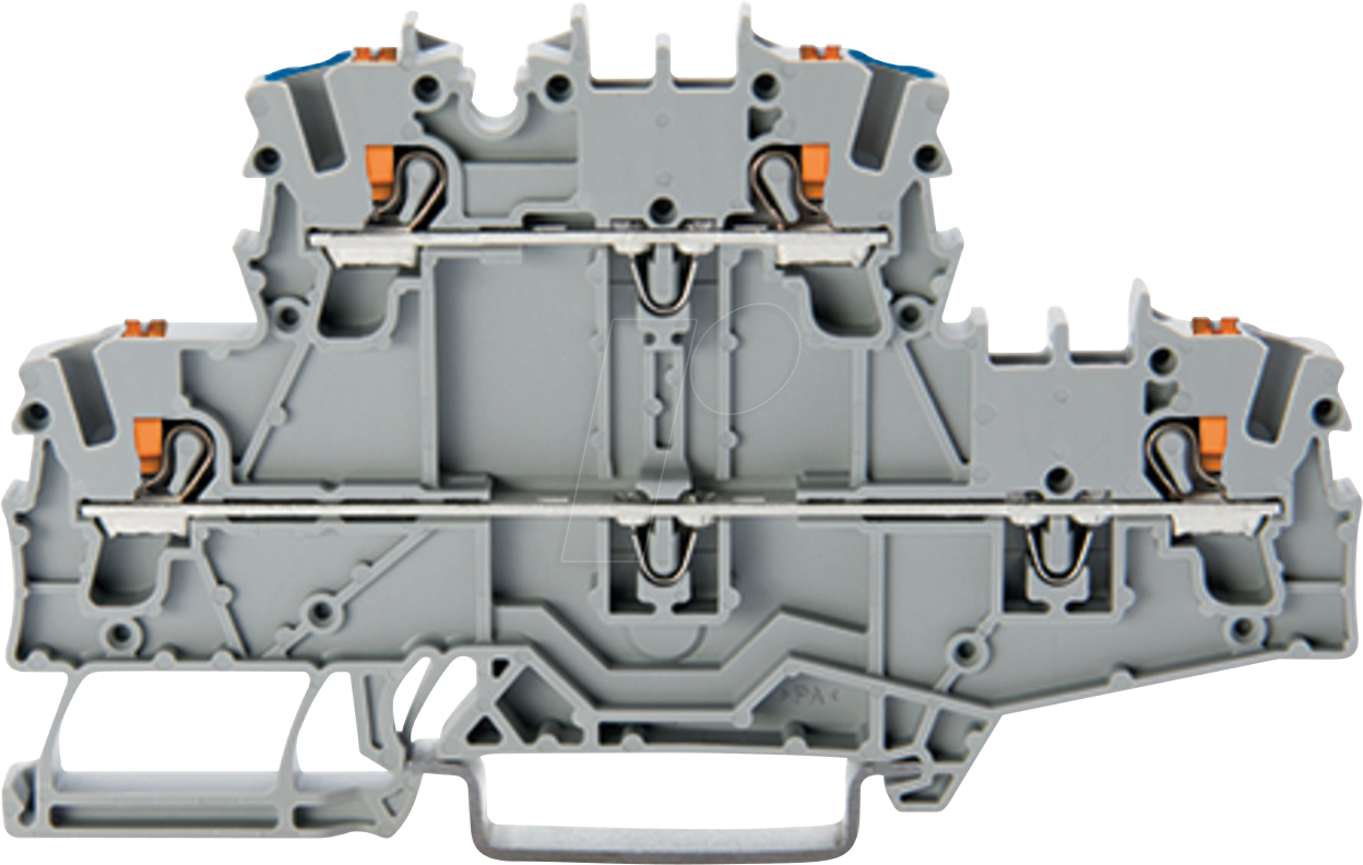 WAGO 2202-2703 - Doppelstockklemme, mit Drücker, L/N, blau bedruckt, 2,50 mm², gr