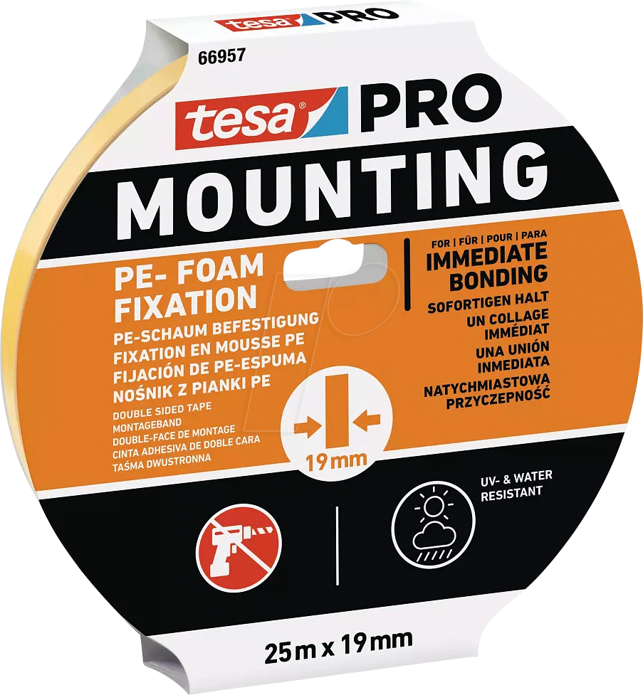 TESA 66957 - Montageband tesa PRO PE-Fixation, 25 m x 19 mm