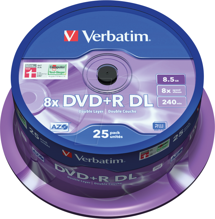 VERBATIM 43757 - DVD+R 8,5 GB Double Layer, 25er Pack Spindel