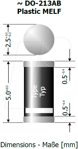 Thumbnail - SM4007 DIOTEC - Standard-Recovery SMD-Gleichrichterdiode, 1000 V, 1 A, DO-213AB