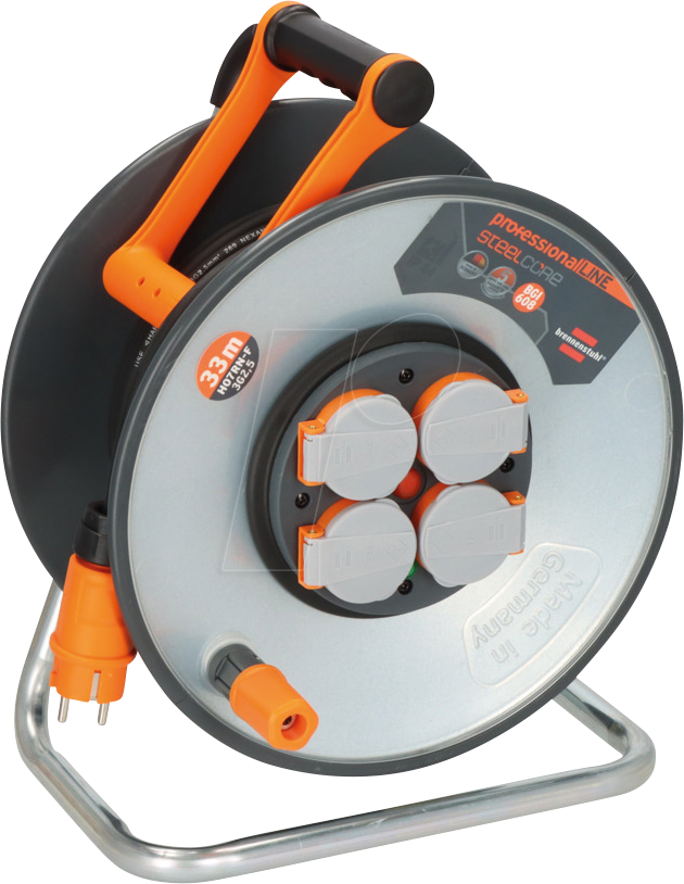 BRE 9192330100 - Kabeltrommel SteelCore RN, 33 m, 4x Schutzkontakt, Stahlblech