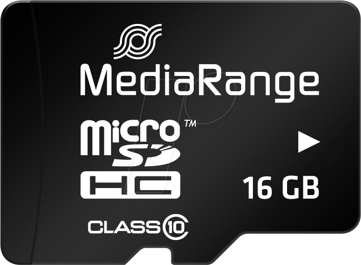 MR 958 - MicroSDHC-Speicherkarte 16GB, MediaRange Class 10, mit Adapter