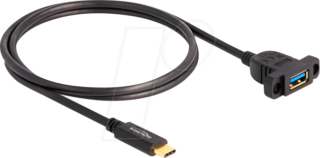 Thumbnail - DELOCK 87826 - USB 10 Gb/s Kabel, C Stecker auf A Buchse, Einbau, 1 m