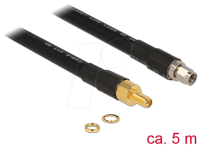 DELOCK 13017 - HF Antennenkabel, RP-SMA Stecker > RP-SMA Buchse, 5 m