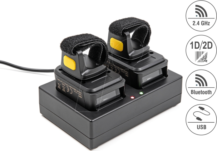 DELOCK 90610 - Barcodescanner, Ring, 1D/2D, 2,4 GHz/Bluetooth