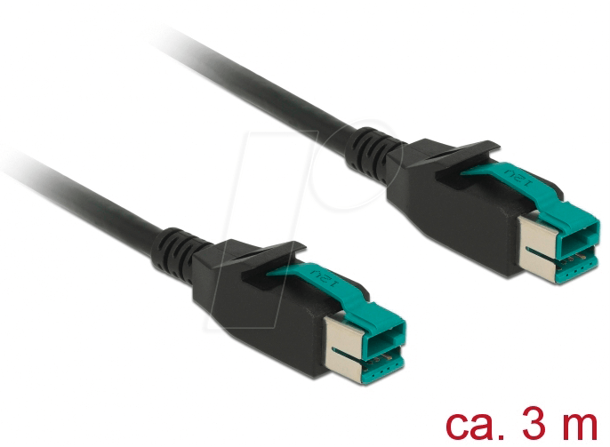 DELOCK 85494 - PoweredUSB Kabel Stecker 12V > 12V, 3 m