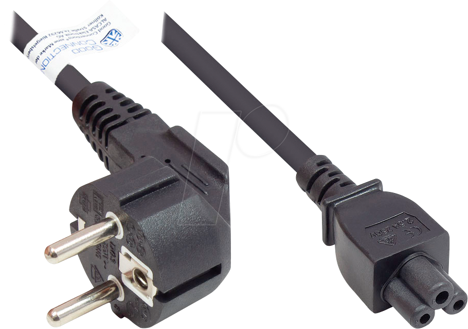 GC P0105-S018 - Netzkabel Typ E+F CEE 7/7 auf C5 , schwarz, 0,75 mm², 1,8 m