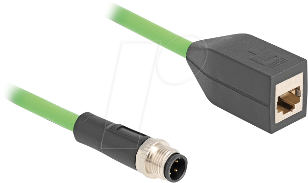 DELOCK 60571 - M12 Kabel, D-kodiert, 4 Pin, Stecker / RJ45 Buchse, 0,5 m