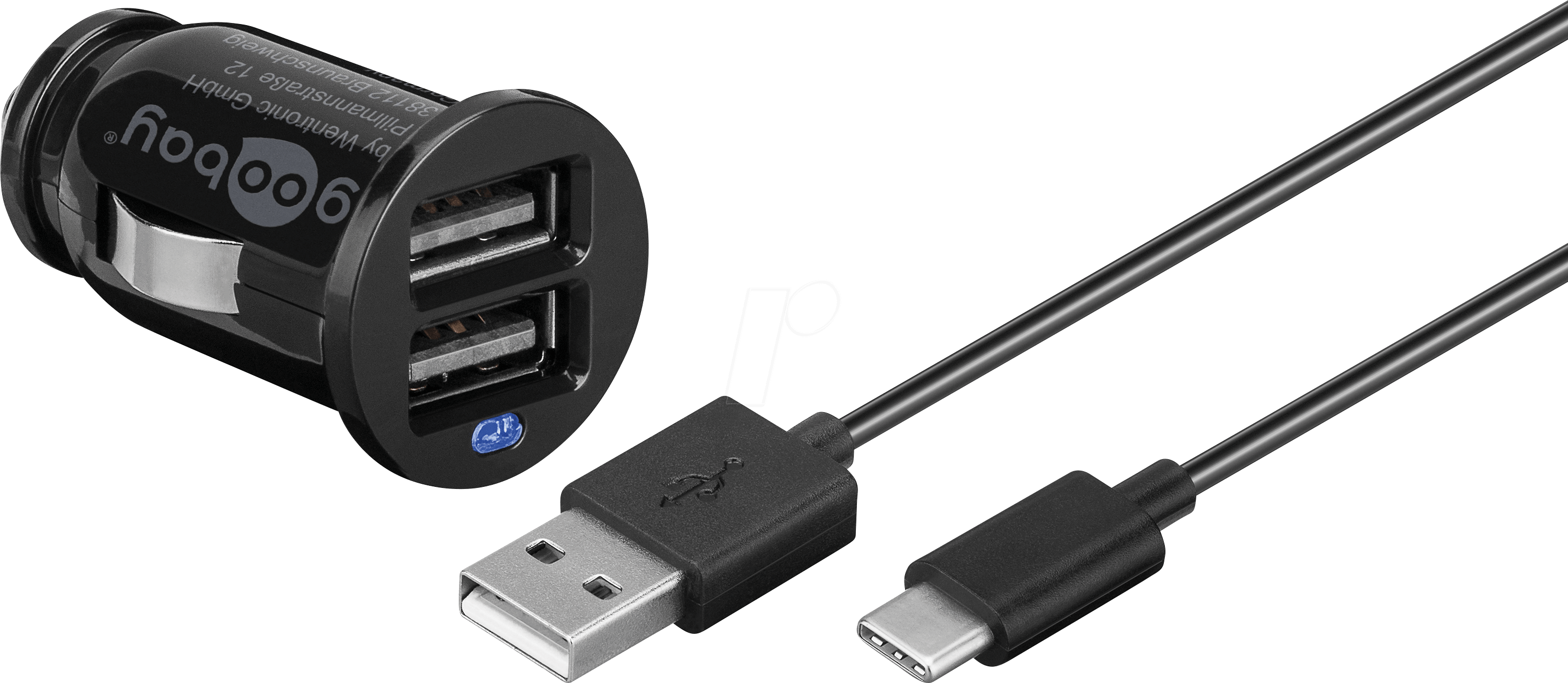 GOO 58820 - USB-Ladegerät, 5 V, 2100 mA, Kfz, Set, 2 USB-Ports