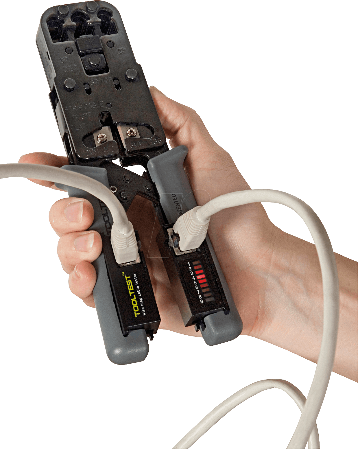 HOBBES HTC-0022 - Tooltest HTC-0022, Kabeltestgerät + Crimpzange