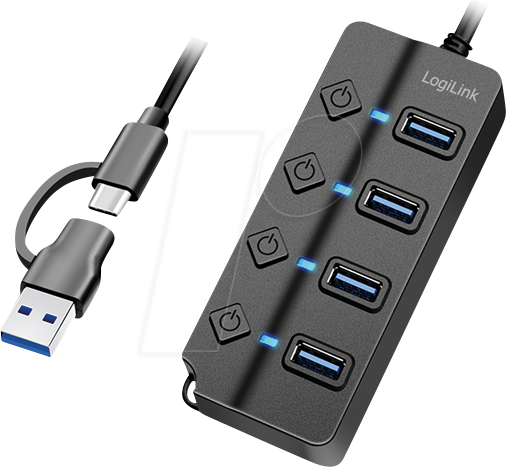 LOGILINK UA0419 - USB 3.0 Hub, 4 Port, 4x A, Schalter