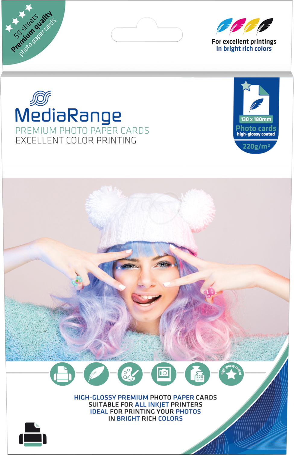 MR INK114 - Fotopapier-Karten, 130 x 180 mm, 220 g/m², 50 Blatt
