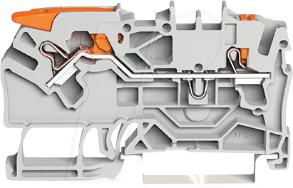WAGO 2102-5201 - 2-Leiter-Durchgangsklemme, mit Hebel und Drücker 2,5 mm², grau
