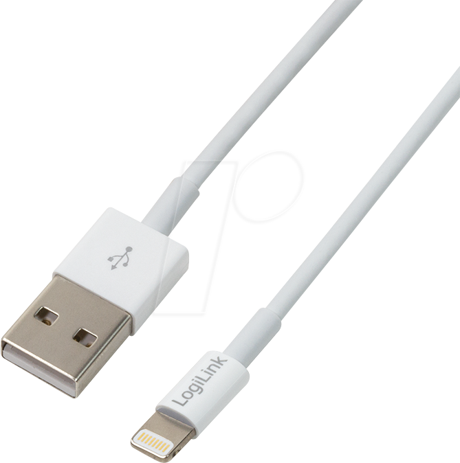 LOGILINK UA0199 - Sync- & Ladekabel, USB-A ->Lightning, MFI, weiß, 1 m