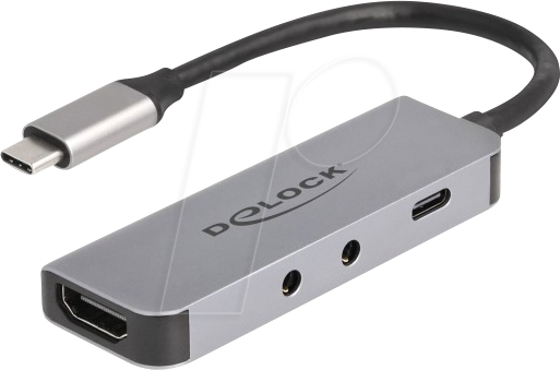 DELOCK 61064 - Adapter, USB-C > HDMI, 4K 60Hz, 2x 3,5 mm, USB-C