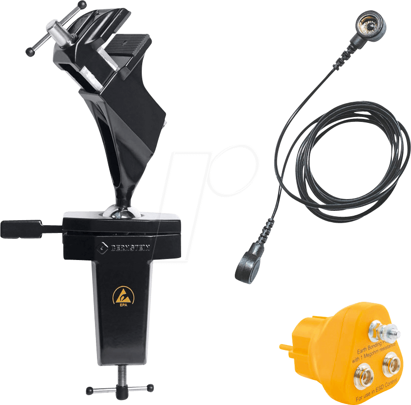 BERN 9 205 ESD1 - Kugelgelenk-Schraubstock, ESD, mit Tischklemme und ESD-Set