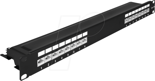 DELOCK 66876 - 19'' Patchpanel, 16 Port, Cat.6a, 1 HE, schwarz