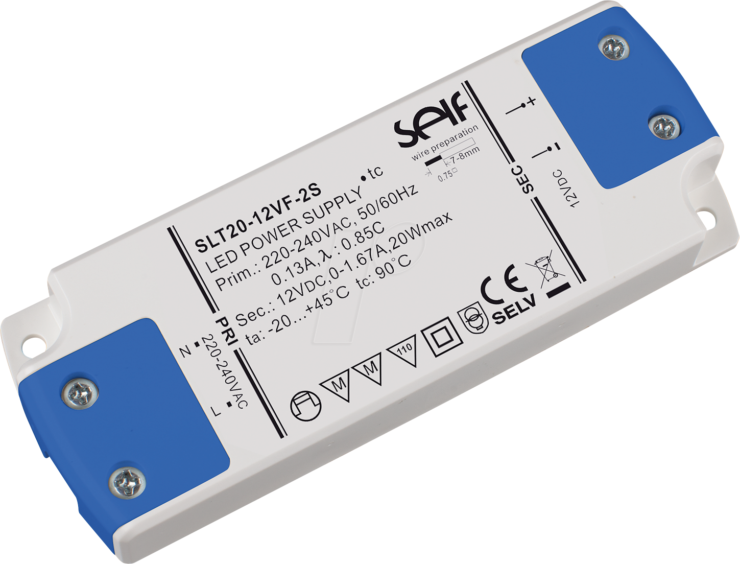 SLT20-12VF-2S - LED-Trafo, 20 W, 12 V, 1,67 A