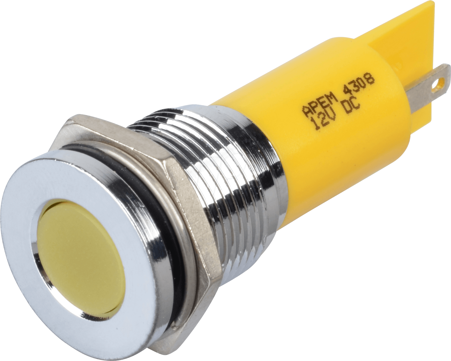 APM Q16F1C Y12E - LED-Signalleuchte, gelb, 12 V, Ø 16 mm, bündig, FASTON